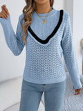 Wooden Ear Side Long Sleeve Hollow Sweater