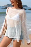Solid Long Sleeve Slit Knitted Cover Ups_Cwtstl1071