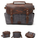 Vintage Waxed Canvas Camera Satchel With Leather_Cwab5572