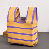 COW PATTERN CUTE KNOT WRISTLET KNITTED TOTE BAG_CWAB0880
