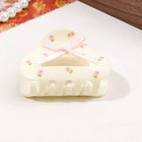 FLORAL BUTTERFLY HAIR CLAW CREAM PRINT CLIP_CWAHA2829
