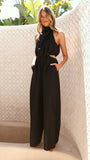 Vacation Chic Halter And Lace-Up Jumpsuits