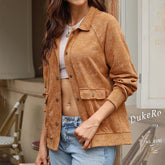 Vintage Washed Woolen Coat With Folded Collar