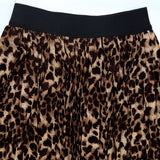 Temperament Commuter Leopard Pleated Skirt