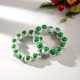 ST PATRICKS DAY WHITE WOOD BEAD BRACELET SET_CWMM3505