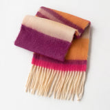 DOPAMINE RAINBOW SCARF FUZZY PLAID WINTER WRAP_CWASC1007