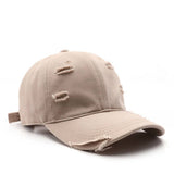 Vintage Washed Distressed Hole Baseball Cap_Cwah0908