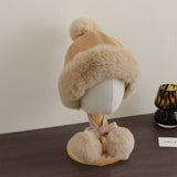 KIDS SUEDE TRAPPER HAT WARM WINTER EARFLAP CAP_CWAH2936