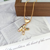 COLORFUL ZIRCONIA HEART LETTER PENDANT NECKLACE_CWMM5875