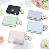 Cute Bow Pendant Floral Mini Trifold Wallet_Cwab06217
