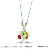 COLORFUL GLASS FISH OCEAN PENDANT NECKLACE_CWMM7525