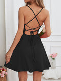 Womens Sexy Halter Neck Pleated Mini Dress
