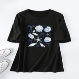CUTE BOW PRINT T SHIRT FOR WOMEN SHELL NECKLINE_CWTTS1465
