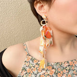 BOLD BOW TASSEL EARRINGS HANDMADE STATEMENT DROPS_CWMM6166