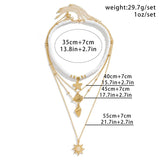 Vintage Bohemian Sunflower Layered Necklace_Cwmm3194