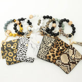 SUNFLOWER BEAD WALLET WITH SNAKESKIN KEYCHAIN_CWAB4998