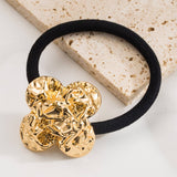 Unique Metal Textured Geometric Flower Hair Tie