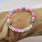 COLORFUL POLYMER CLAY LETTER BEADED BRACELET_CWMM3570