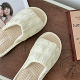 CLOUD PLEATED BUBBLE COTTON LINEN HOME SLIPPERS_CWMM2981