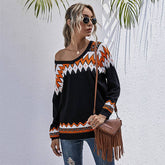 Pullover V-Neck Loose Casual Color Bump Top