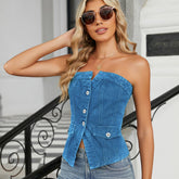 Wash A Line Of Off-The-Shoulder Denim Sexy Top