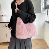 Winter Faux Fox Fur Plush Shoulder Crossbody Bag_Cwab3978