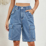 Washed Cargo Cropped Casual Shorts