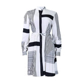 PRINTED PLEATED FASHION TIE CASUAL PLUS SIZE DRESS_CWDSD6160