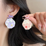 ROMANTIC PURPLE OIL PAINTING FLOWER ART EARRINGS_CWAJE1633