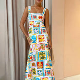 Stylish Personality Graffiti Halter Top Lace Dress