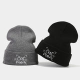 CAT MOM EMBROIDERY SIMPLE PILE HAT KNITTED HAT_CWAH2069