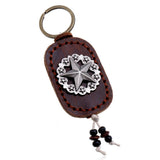 Vintage Five-Pointed Star Leather Car Keychain_Cwmm5024