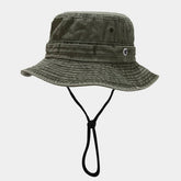 Vintage Washed Patchwork Bucket Hat With Strap_Cwah3788