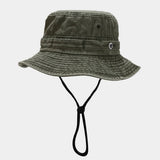Vintage Washed Patchwork Bucket Hat With Strap_Cwah3788