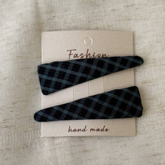 Plaid Fabric Bb Hair Clips Set For Girls_Cwaha07977