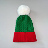 Cwah0749_Christmas Bell Knitted Santa Hat With Twist