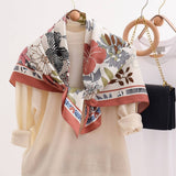 FLORAL PATTERN LARGE SQUARE SILK FEELING SCARF_CWASC0239
