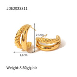 18K GOLD DOUBLE STAINLESS STEEL TWIST EARRINGS_CWASC1684