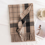 PLAID SCARF SOFT FAUX CASHMERE WINTER NECK WRAP_CWASC0444