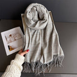 Chic Plaid Tassel Scarf Soft Cashmere Feel Wrap_ Cwasc03271