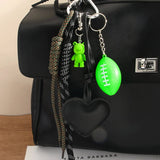 BLACK PU HEART FROG MINI FOOTBALL KEYCHAIN_CWMM7759