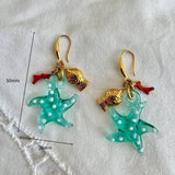 OCEAN SERIES STARFISH FISH SEAHORSE CORAL EARRINGS_CWAJE4996