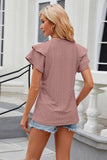 V Neck Solid Color Double Sleeved Casual T Shirt_Cwtsts0287