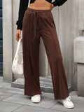 Solid Color Velvet Drawstring Loose Casual Pants