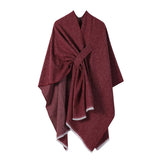 SHAWL KNITTED SOLID COLOR OBLIQUE STRAP CAPE_CWASC2172