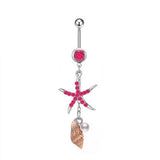 STARFISH SHELL BELLY RING CZ NAUTICAL PIERCING_CWMM9310