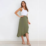 ONE PIECE LACE UP LONG SKIRT SOLID COLOR SKIRT_CWAB4800
