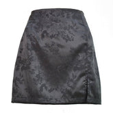 SLIT SHORT SKIRT SEXY JACQUARD SATIN ZIPPER SKIRT_CWAB4805
