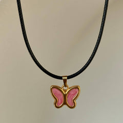 COLORFUL RETRO 3D BUTTERFLY PENDANT NECKLACE_CWMM5664
