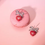 18K GOLD STAINLESS STEEL BOW HEART EARRINGS_CWASC1685